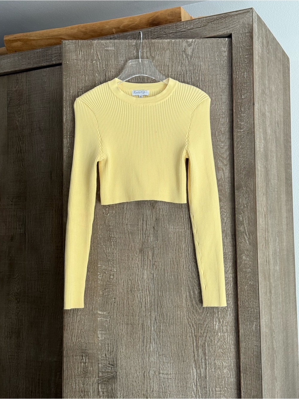 Knitworks Ribbed Crop Tee - Pale Yellow
